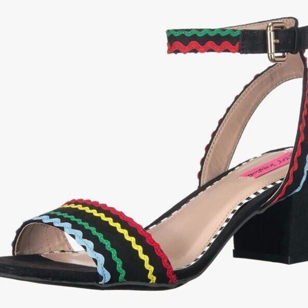 Betsey Johnson Farrah Sandal Black Multi Size 6 5